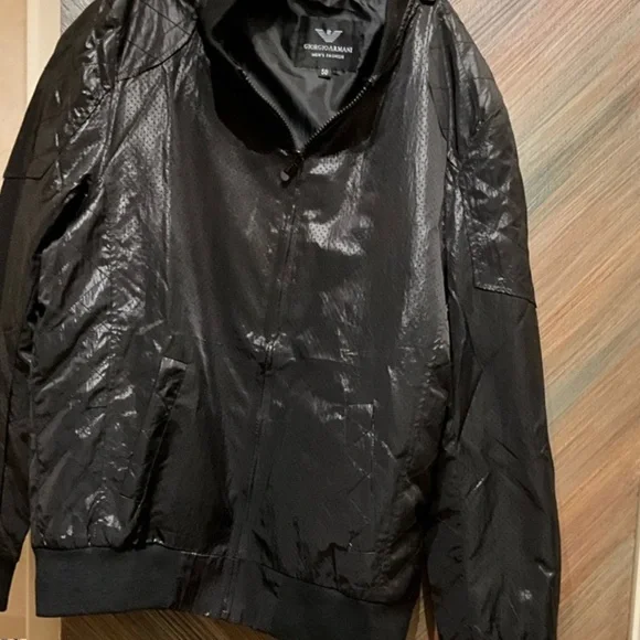 Giorgio Armani Men's Sleek Black Windbreaker